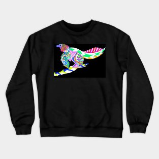 the fossil bird dinosaur ecopop in rainbow mandala pattern Crewneck Sweatshirt